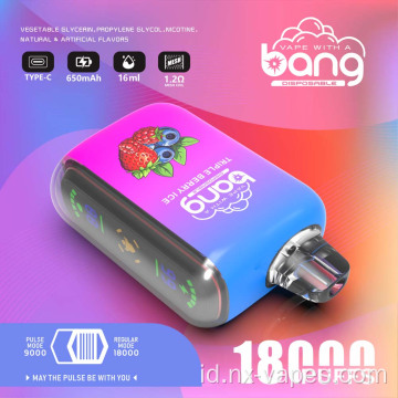 Bang pulsa 18k puff ganda mesh sekali pakai vape